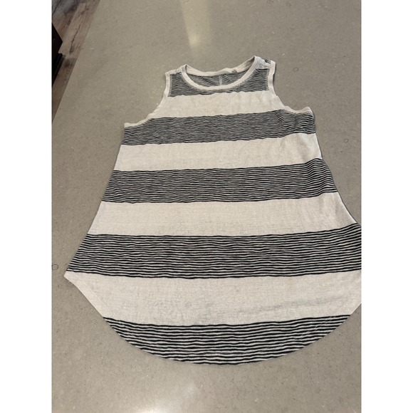 Athleta Striped Tank Top Women Size S White Black Racerback Casual Sleeveless - Picture 1 of 6